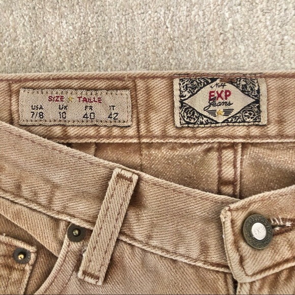 Beige High-Rise Exp tapered Jeans - Picture 3 of 4